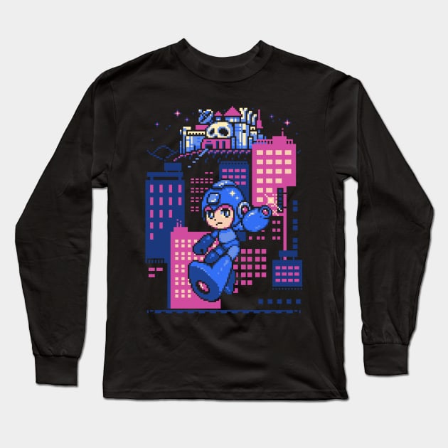 8-bit Mega Long Sleeve T-Shirt by Pixeleyebat